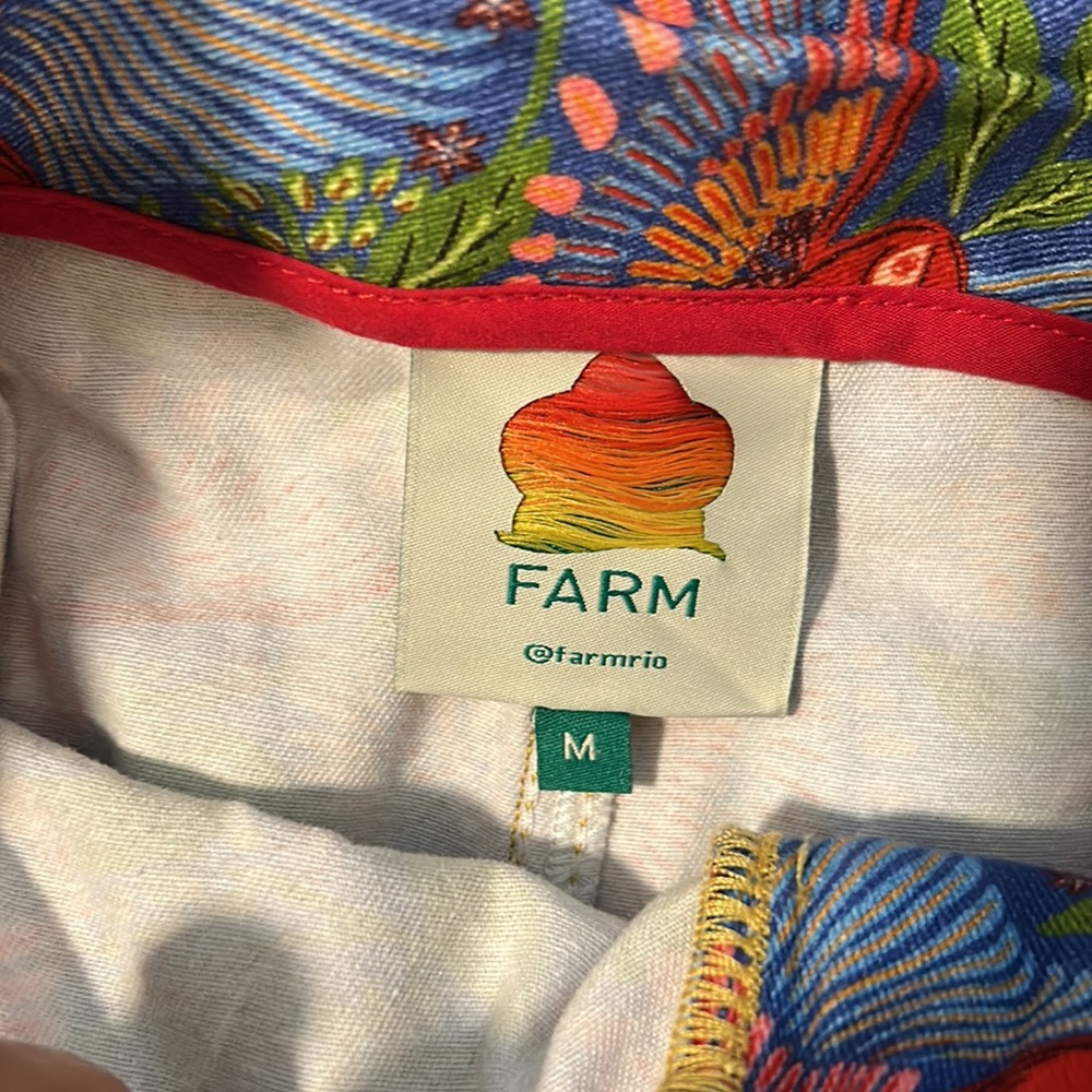 FARM Rio Macaw Print High Waist Belted Pants 100% Cotton Colorful Tropical Patte - Picture 8 of 16